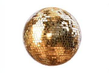 Golden disco ball on white background (3)