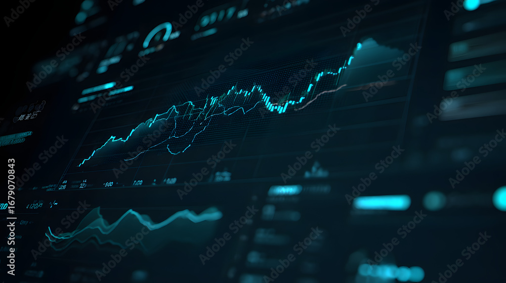 Poster stock market performance: an abstract depiction of dynamic stock market trends and data visualizatio