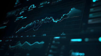 Stock Market Performance: An abstract depiction of dynamic stock market trends and data visualization. Showcasing the pulse of finance and technology.