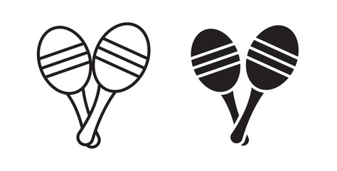 Maracas icon . Flat silhouette version. Vector illustration with stroke and fill on a white background.