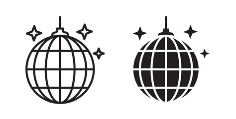 Mirror ball icon . disco ball icon. Vector illustration with stroke and fill on a white background.
