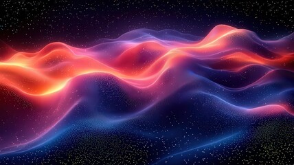 Vibrant abstract waves of light in red and blue hues creating a dynamic and etereal atmosphere, perfect or technology and creativeprojects.