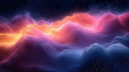 Vibrant cosmic clouds illuminated by ethereal light,creating a mesmerizing celstial landscape perfect fo sci-fi and fantasy themes