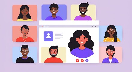 Group Video Call Screen with Diverse Participants.