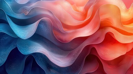 Vibrant abstract waves in blue and coral hues, creatng a dynamic flow of colorand texture, perfect for mdern design and artistic pojects.