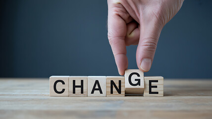 Hand flipping cube to spell chance over change concept for business evolution and transformation