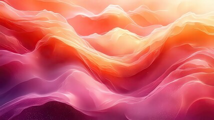 Vibrant abstract waves in warm hues of pink and orane, creating a serene and dnamic visual landscape perect for modern design and rtistic projects.