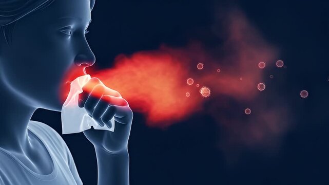 coughing sneeze droplets spreading virus infection illness - Powered by Adobe