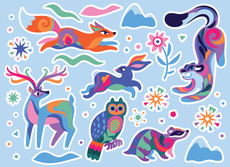 Fairytale Forest with woodland animals sticker set