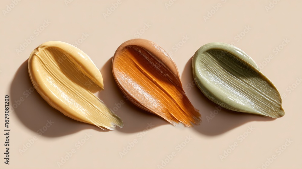 Poster neutral cream colors displayed in smooth strokes on a beige background create a visually appealing c