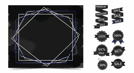 Elegant Geometric Frames & Sale Badges Black & White Design Elements