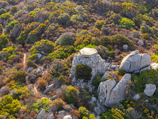 Aerial view of the fortifications of Capo Testa