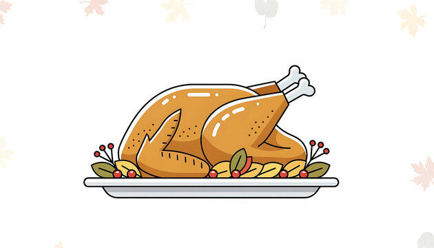 roasted turkey on platter, thanksgiving dinner clip art preview