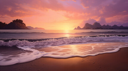 
Beach sunset with gentle waves

