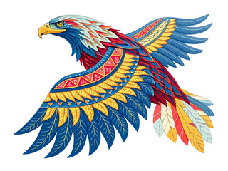 Obraz premium Artistic eagle painting, digital illustration in vibrant hues, isolated transparent background.