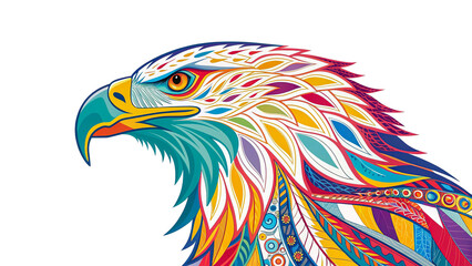 Fototapeta premium Dynamic eagle design, bright artistic wings, symbol of power and freedom, isolated transparent background.