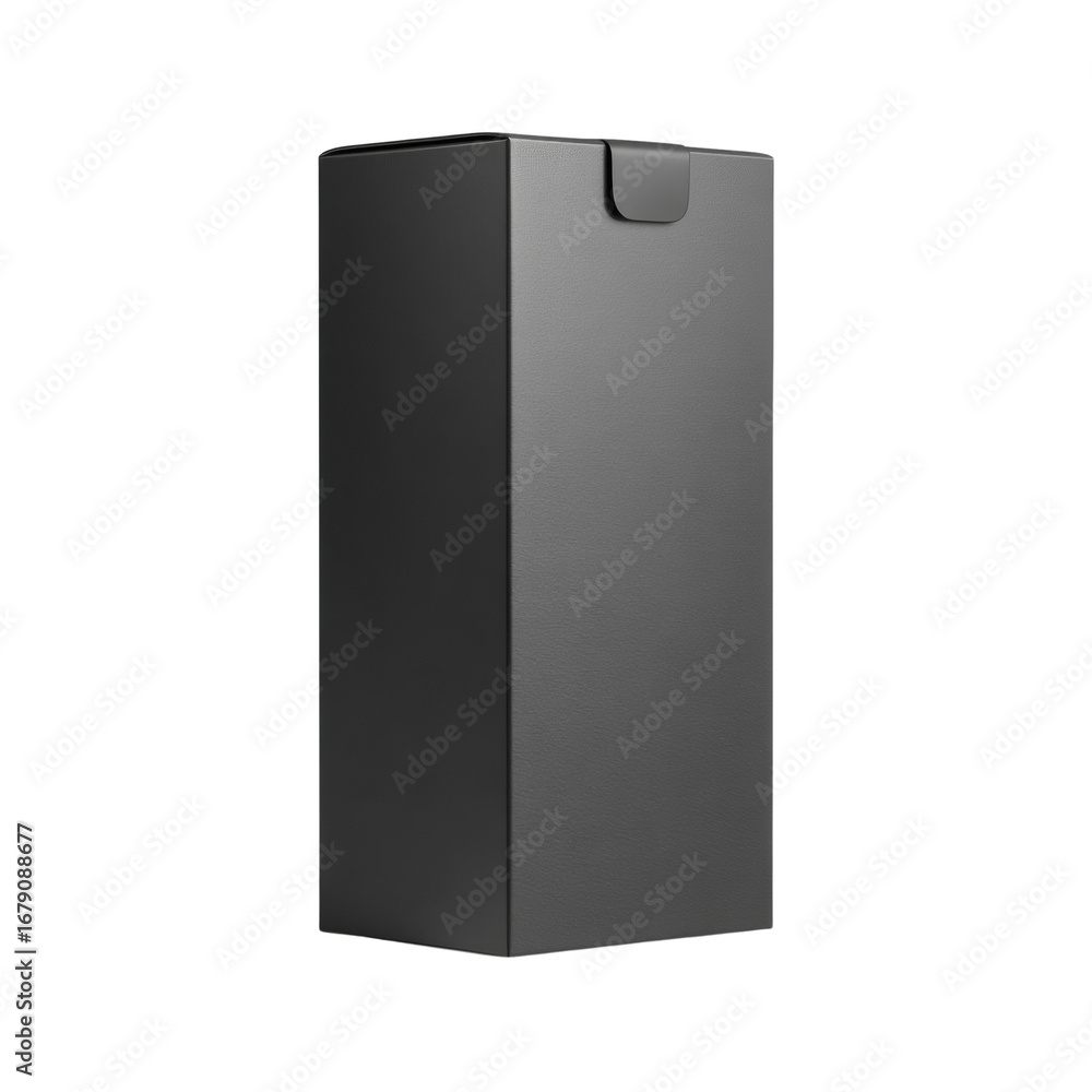 Poster minimalist presentation showcasing a modern matte box with a clean isolated transparent backdrop