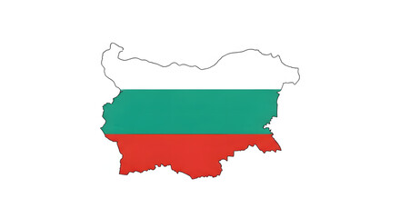 Bulgaria Map with National Flag &ndash; Country Outline Illustration
