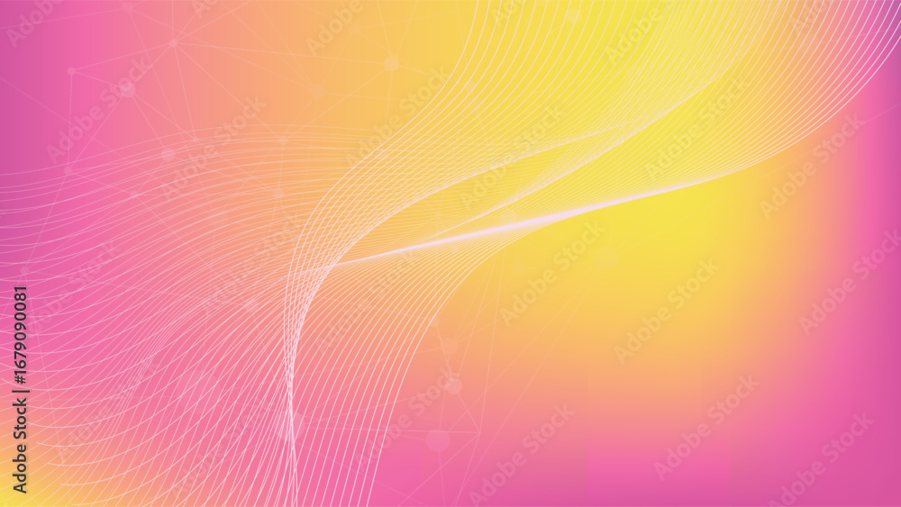 Poster bright abstract background featuring pink and yellow gradient with flowing wave lines perfect for di