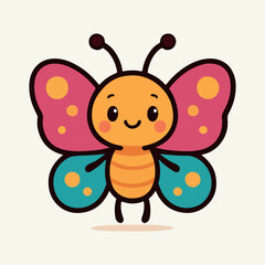 Obraz premium Adorable Cartoon Butterfly with Vibrant Colors