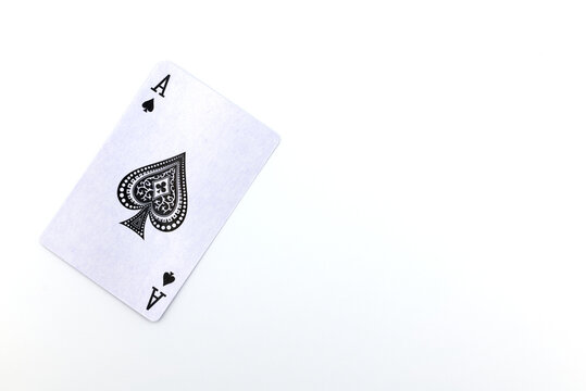 ace of spades flat lay isolated on white background.
