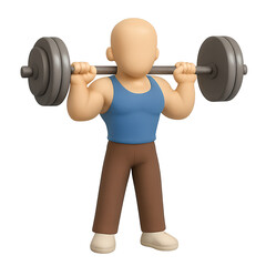 Fototapeta premium Cartoon man lifting barbell 3d render strong athletic build gym workout high quality professional
