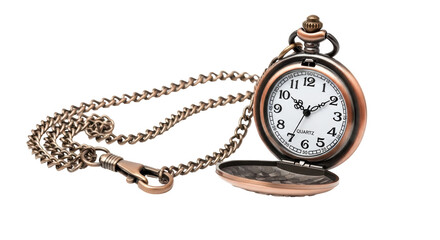 Isolated Vintage Pocket Watch with Chain