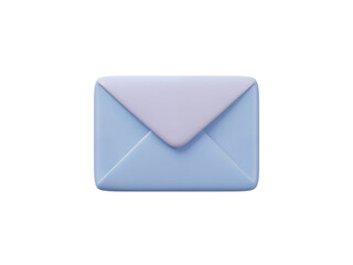 Soft blue and lavender 3d envelope icon representing communication and messaging isolated on transparent background