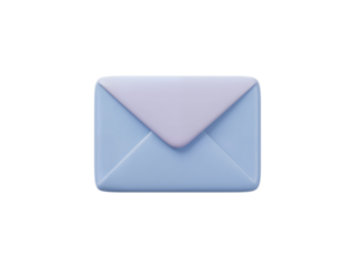 Soft blue and lavender 3d envelope icon representing communication and messaging isolated on transparent background