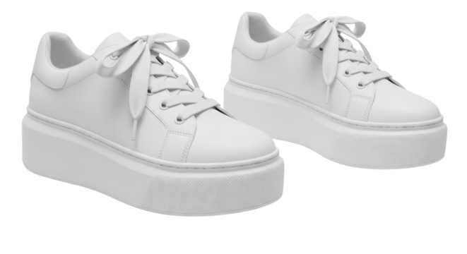 Isolated White Platform Sneakers