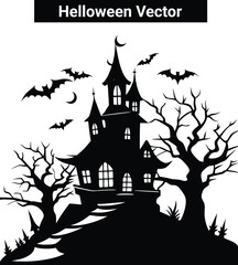 helloween home black vector,Happy Halloween vector lettering. Handwritten text design. Vector on white background