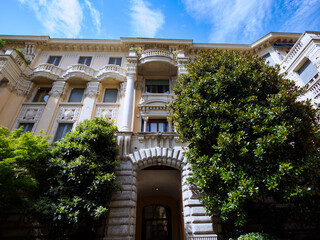 Old building along via Passione in Milan, Italy