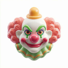 3d scary toy clown on a white background