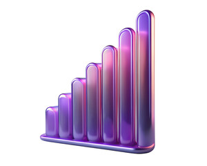 Illustration of purple bar graph representing growth isolated on transparent background