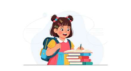 Young Student Enthusiastically engaged in Academic Pursuits and Learning about Knowledge