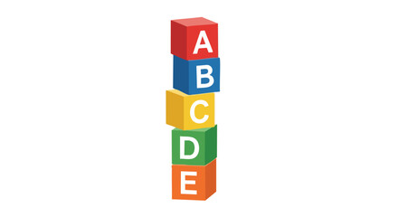 Colorful stacked blocks with letters for educational purposes and early learning development, ideal visual for children's alphabet acquisition