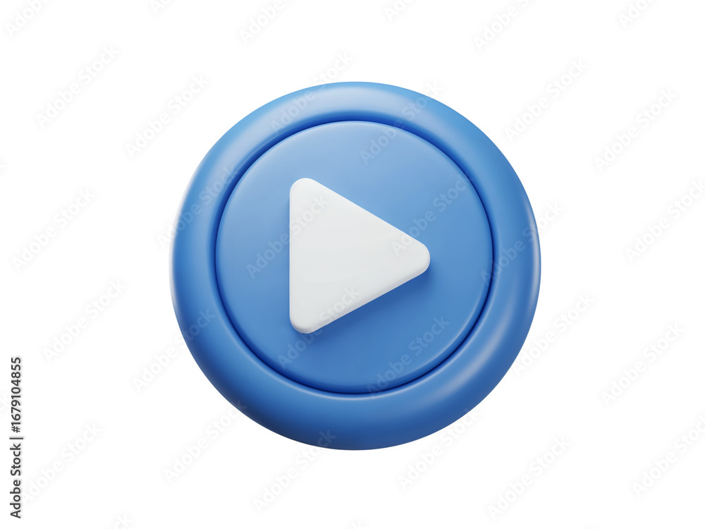 Aufkleber a bright blue circular play button with a white triangular play icon in the center isolated on trans