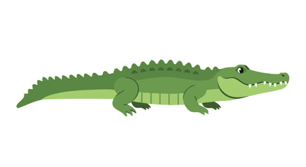 Obraz premium Cartoon Crocodile Illustration: Depicting a Green Alligator-Like Creature on a White Backdrop for Educational or Creative Projects