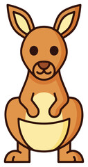 Fototapeta premium Cute brown cartoon kangaroo standing illustration.