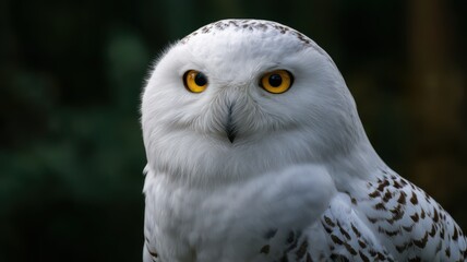 Naklejka premium Close-up of Snowy Owl Head Wild Bird Portrait