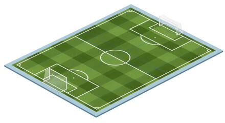 Isolated Soccer Field Isometric View