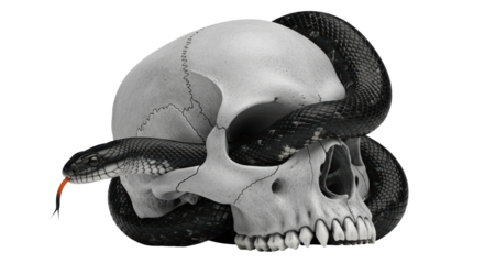 Isolated Skull with Snake