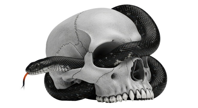 Isolated Skull with Snake