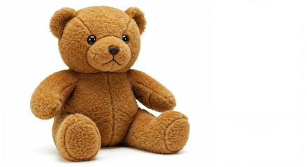 Teddy bear plush toy sitting on a white background