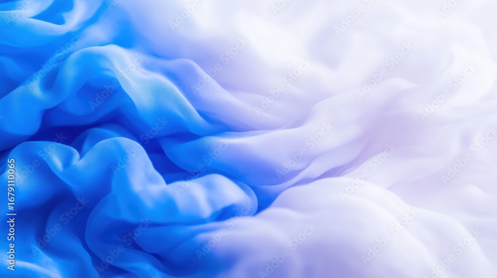 Poster ethereal blue fabric creating soft waves of texture and color in natural light
