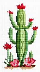 Cross stitch cactas embroidery pattern cactus.