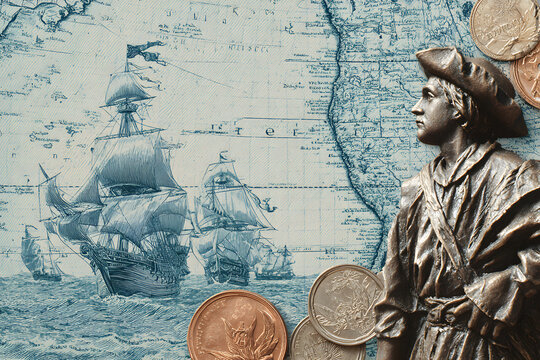 Columbus Day. Discovery and exploration background.