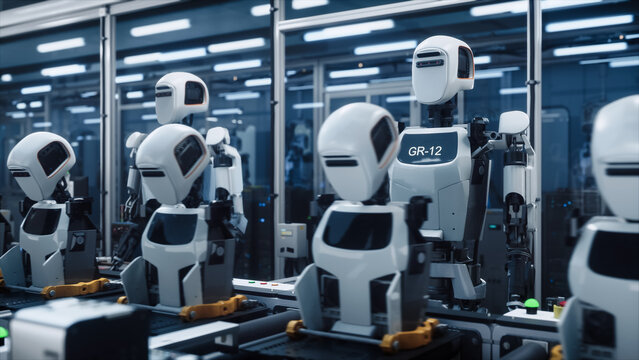 Self-assembly Robots Autonomously Construct Components in a  Factory, Highlighting Innovative Automation, Precision, and Collaborative Engineering for Optimized Manufacturing Processes.