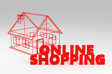 Marketplace Retail Business, Online Shopping Concept. Purchasing in Internet Poster Banner Flyer. 3d render illustration