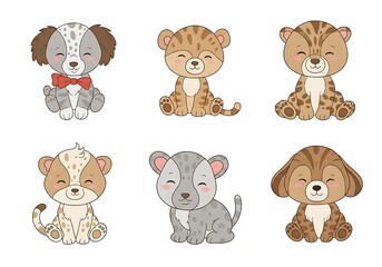 Obraz premium Charming collection of whimsical stylized animal illustrations for children